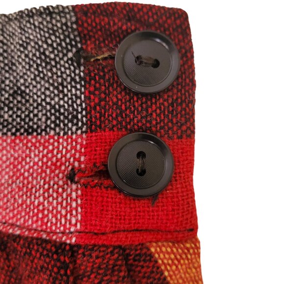 60/70s Autumn A-Line Vintage Plaid Check Side-Button Pleated Skirt XS 24" waist - Picture 8 of 11